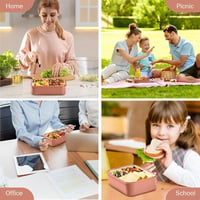 Diboniur Bento Box 1400ml Compartmentes Ételhordó Rózsaszín Mikrózható Gyerekeknek Felnőtteknek 6