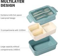 Diboniur Bento Box 1400ml Evőeszközzel Mikrózható Mosogatógépálló Kék 5