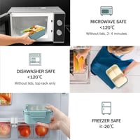 Diboniur Bento Box 1400ml Evőeszközzel Mikrózható Mosogatógépálló Kék 2