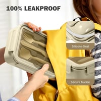 Diboniur Bento Box 1400ml Khaki Ételhordó Mikróhullámú Mosogatógépben Mosható Gyerekeknek Felnőtteknek 3