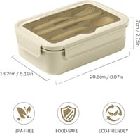 Diboniur Bento Box 1400ml Khaki Ételhordó Mikróhullámú Mosogatógépben Mosható Gyerekeknek Felnőtteknek 5