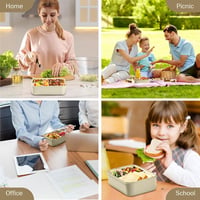 Diboniur Bento Box 1400ml Khaki Ételhordó Mikróhullámú Mosogatógépben Mosható Gyerekeknek Felnőtteknek 6