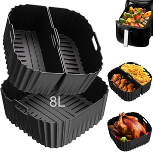 Dictien silikonski umetak za fritezu na vrući zrak za modele Russell Hobbs XXL 8L / 8,3L - crni - 3 komada
