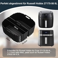 Dictien szilikon légsütő betétlap Russell Hobbs XXL 8L / 8,3L modellekhez - fekete - 3 db 2