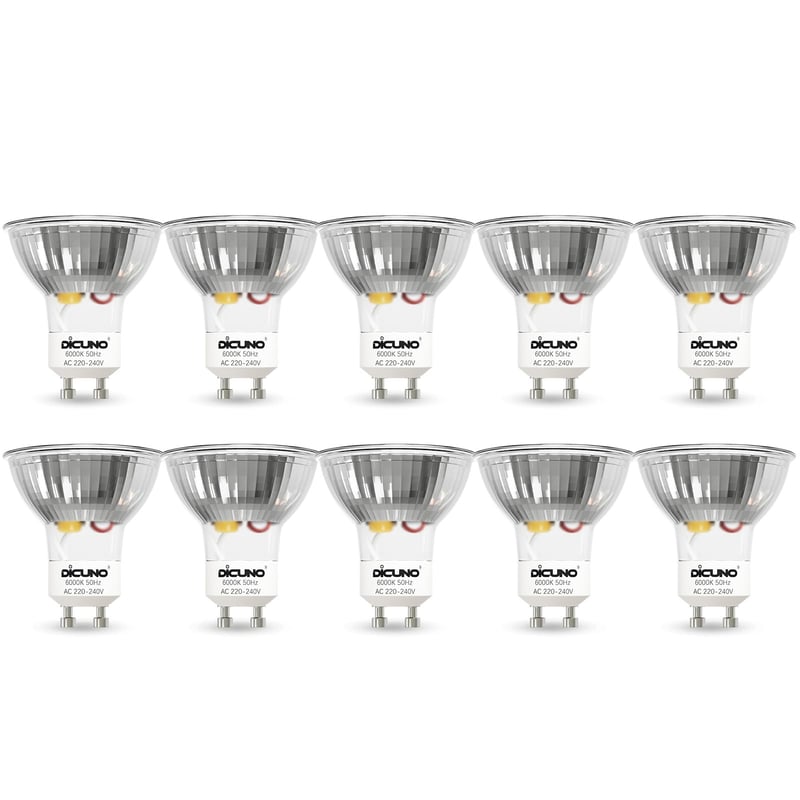 DiCUNO GU10 LED žarulja 5W - hladno bijela 6000K, 430lm, kut snopa 120°, zamjena za halogenu žarulju od 50W, energetski štedljiva MR16 spot svjetiljka, za unutarnju rasvjetu