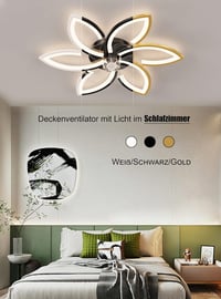 DIDADIDA Csendes Mennyezeti Ventilátor Lámpa Távirányítóval Arany Virág Forma 7