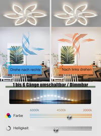 DIDADIDA Csendes Mennyezeti Ventilátor Lámpa Távirányítóval Arany Virág Forma 4