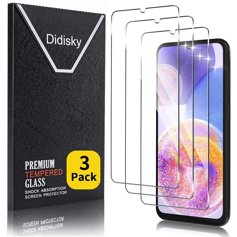 Didisky 3 ks tvrdené sklo na ochranu displeja pre Samsung Galaxy A23 4G / A23 5G, tvrdosť 9H, kompatibilné s čítačkou odtlačkov prstov, bez bublín, HD rozlíšenie
