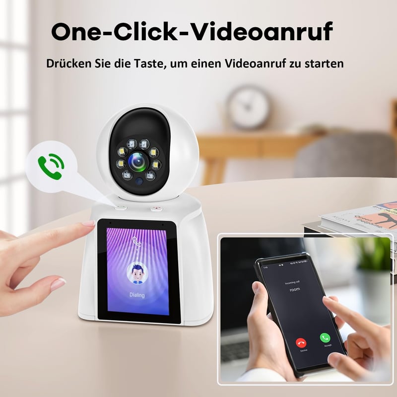 DIDseth 2K 3MP WiFi Beltéri Biztonsági Kamera 2,8" Kijelzővel - 360° Megfigyelés, Kétirányú Videóhívás, Mozgásérzékelés, Kisállat Kamera, Ok