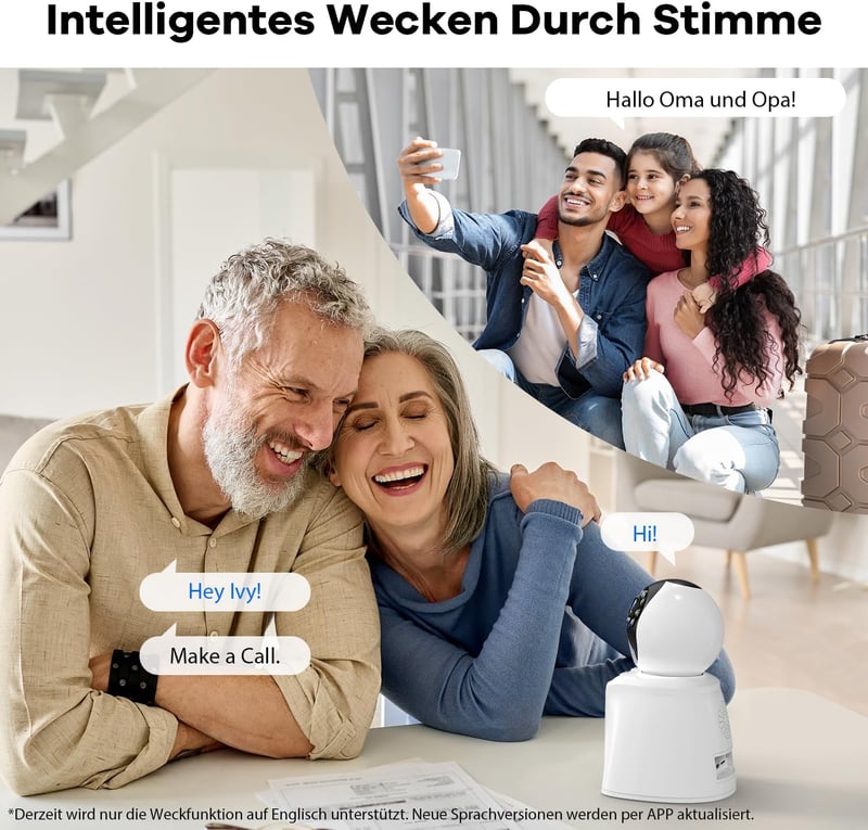 DIDseth 2K 3MP WiFi Beltéri Biztonsági Kamera 2,8" Kijelzővel - 360° Megfigyelés, Kétirányú Videóhívás, Mozgásérzékelés, Kisállat Kamera, Ok