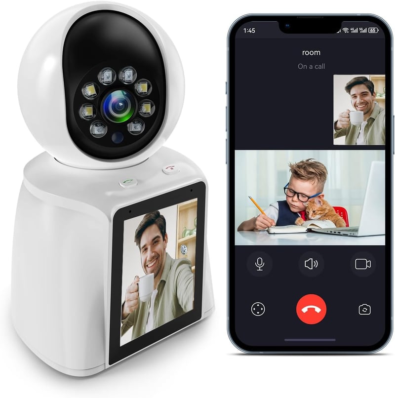 DIDseth 2K 3MP WiFi Beltéri Biztonsági Kamera 2,8" Kijelzővel - 360° Megfigyelés, Kétirányú Videóhívás, Mozgásérzékelés, Kisállat Kamera, Ok