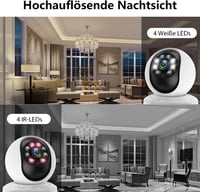 DIDseth 2K 3MP WiFi Beltéri Biztonsági Kamera 2,8" Kijelzővel - 360° Megfigyelés, Kétirányú Videóhívás, Mozgásérzékelés, Kisállat Kamera, Ok 8