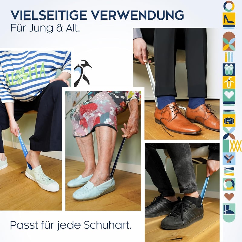 Die Schuhanzieher 35 cm-es Műanyag Cipőkanál Akasztófurattal - Törtfehér Cipőfelhúzó Segédeszköz, Németországi Minőség, Z1555