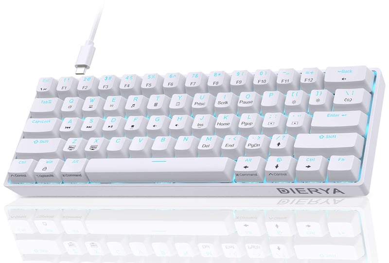 Dierya DK61se Kompaktná Mechanická Herná Klávesnica, 61 Klávesová, Lineárny Red Switch, Anti-Ghosting, Ergonomická, USB-C, Biela