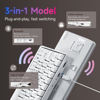 Dierya DK63 Vezeték Nélküli Mechanikus Gamer Billentyűzet, 60% Kompakt, RGB Háttérvilágítás, Bluetooth/2.4G/USB-C, Lineáris Piros Kapcsoló,  4
