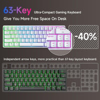 Dierya DK63 Vezeték Nélküli Mechanikus Gamer Billentyűzet, 60% Kompakt, RGB Háttérvilágítás, Bluetooth/2.4G/USB-C, Lineáris Piros Kapcsoló,  3
