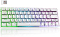 Dierya DK63 Vezeték Nélküli Mechanikus Gamer Billentyűzet, 60% Kompakt, RGB Háttérvilágítás, Bluetooth/2.4G/USB-C, Lineáris Piros Kapcsoló,  1