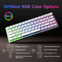 Dierya DK63 Vezeték Nélküli Mechanikus Gamer Billentyűzet, 60% Kompakt, RGB Háttérvilágítás, Bluetooth/2.4G/USB-C, Lineáris Piros Kapcsoló,  5