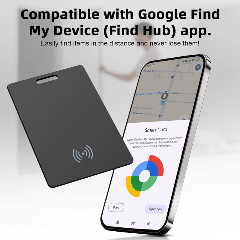 DIFCUL Slim Wallet Tracker Card Android, Vezeték nélküli Újratölthető Nyomkövető Kártya Google Find My Device-hez