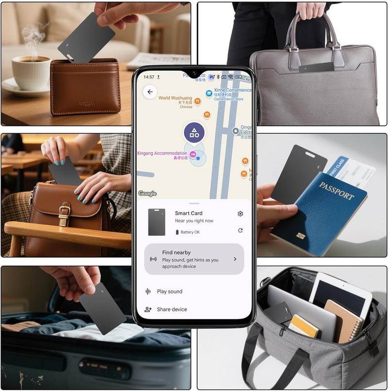 DIFCUL Slim Wallet Tracker Card Android, Vezeték nélküli Újratölthető Nyomkövető Kártya Google Find My Device-hez