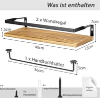 DifferTemp Fa Fali Polc Szett 2db 40cm Konyha Fürdőszoba Törölközőtartó 3