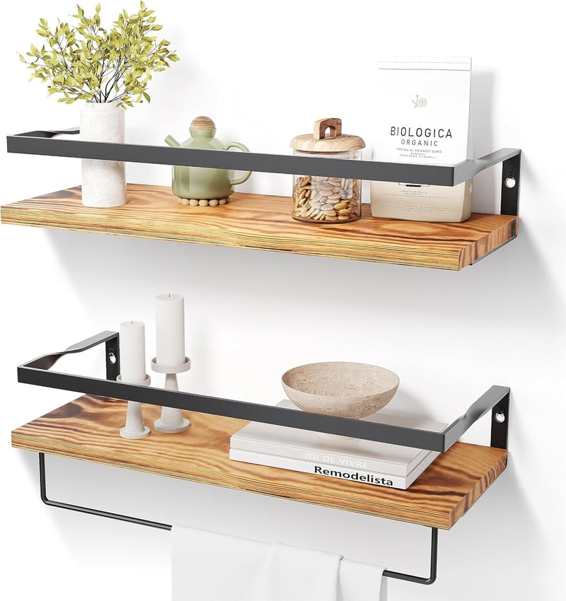 DifferTemp Fa Fali Polc Szett 2db 40cm Konyha Fürdőszoba Törölközőtartó
