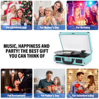 Bluetooth kufríkový gramofón DIGITNOW so vstavanými reproduktormi, 3 rýchlosti, RCA výstup, AUX vstup, konektor na slúchadlá, prevod vinylu na WAV/MP3 8