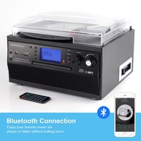 Gramofón DIGITNOW s Bluetooth, vstavanými reproduktormi, CD, kazetovým prehrávačom, AM/FM rádiom, AUX, USB, SD kartou a diaľkovým ovládaním 2
