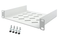 DIGITUS 1U polica pre 10" (254 mm) sieťovú skriňu, hĺbka 200 mm, perforovaný oceľový plech, šedá (RAL 7035), nosnosť 25 kg 5