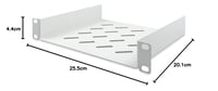 DIGITUS 1U polica pre 10" (254 mm) sieťovú skriňu, hĺbka 200 mm, perforovaný oceľový plech, šedá (RAL 7035), nosnosť 25 kg 6