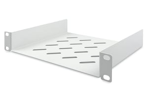 DIGITUS 1U polica za 10-inčni (254 mm) mrežni ormar, dubina 200 mm, perforirani čelični lim, siva (RAL 7035), nosivost 25 kg