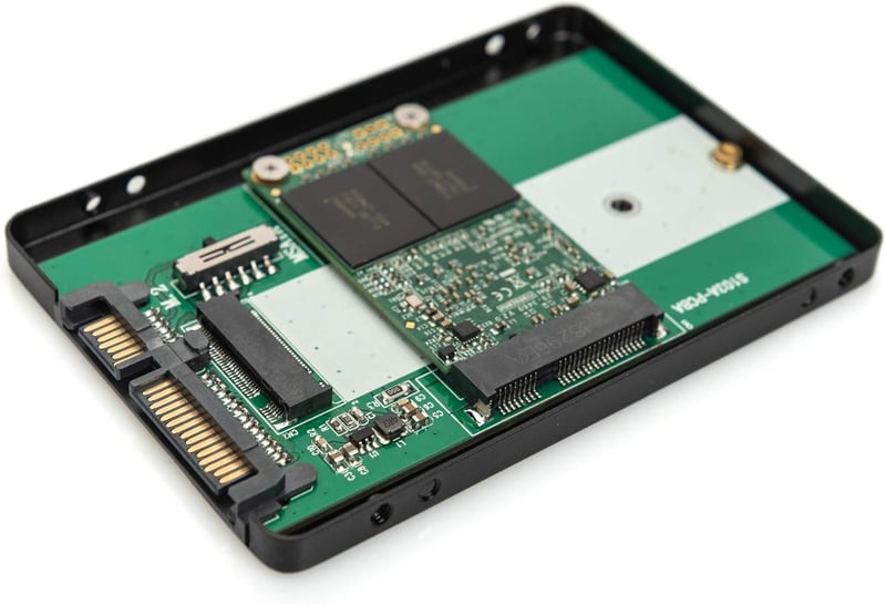 DIGITUS 2.5" SATA adapter M.2/mSATA SSD-hez, 2280/2260/2242/2230, fekete - M.2 & mSATA - SATA 3 - 2.5" Hard Drive Adapter
