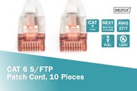 Cablu rețea DIGITUS Cat 6 - 0,5 m - pachet de 10 bucăți - Ecranat S/FTP - Cablu rețea RJ45 - Compatibil Cat 6A și Cat 7 - Gri 2