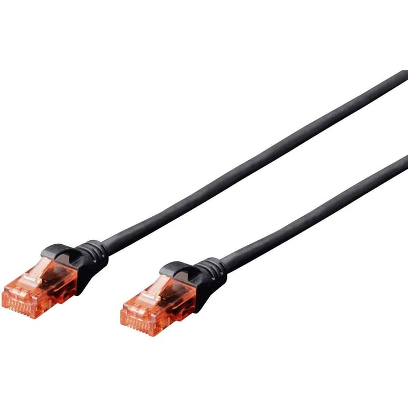 Cablu de rețea DIGITUS CAT6 U/UTP cu conector RJ45 – 3 m – negru – 1 Gbit/s, 250 MHz, înveliș din PVC, compatibil cu Cat6A și Cat5e