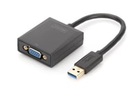 USB 3.0 VGA adaptér DIGITUS DA-70840 – externá grafická karta, rozlíšenie 1080p, čierna, Plug and Play, 1 ks 1