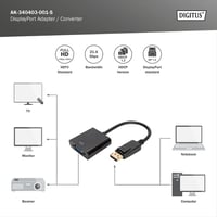 Grafický adaptér DIGITUS DisplayPort na VGA, prevodník DP-VGA, QXGA 60Hz, rozlíšenie 2048x1536 pixelov, čierny 3