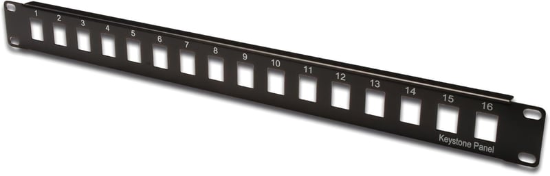 DIGITUS DN-91400 16 portos patch panel 1HE rack mount fekete - 16-Ports - 19-Zoll - 1HE, black