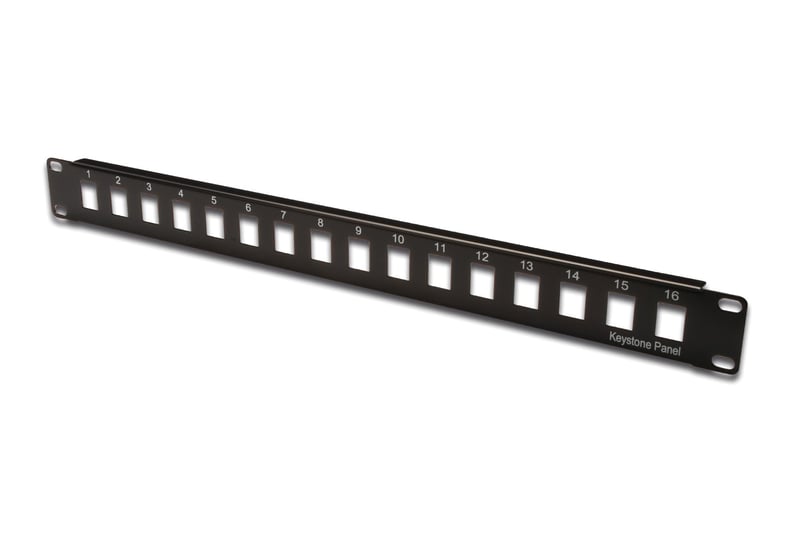 Modulárny patch panel Digitus DN-91400, 16 portov, 1U rack – čierny