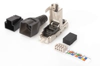 Conector de rețea DIGITUS DN-93631 Cat 6A, 5 bucăți - Mufă RJ45 ecranată la 360° pentru asamblare pe teren - Instalare fără unelte - 500 MHz - 10 Gbit/s 6
