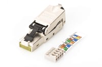 Conector de rețea DIGITUS DN-93631 Cat 6A, 5 bucăți - Mufă RJ45 ecranată la 360° pentru asamblare pe teren - Instalare fără unelte - 500 MHz - 10 Gbit/s 4