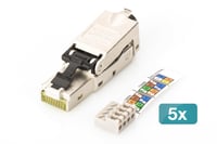 Conector de rețea DIGITUS DN-93631 Cat 6A, 5 bucăți - Mufă RJ45 ecranată la 360° pentru asamblare pe teren - Instalare fără unelte - 500 MHz - 10 Gbit/s 2