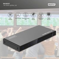 DIGITUS HDMI rozbočovač 1x4 – 1 vstup, 4 výstupy – UHD 4K 60Hz, HDMI 2.0, HDCP 2.2, HDR, Deep Color, EDID, DTS, Dolby Digital, čierny 4