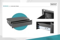 DIGITUS Výsuvná zásuvka pod stôl – Montáž pod stôl – Hĺbka 48 cm – Nosnosť 5 kg – Hladký posuv – Čierna 4