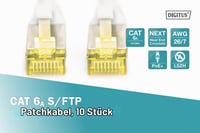 Cablu rețea DIGITUS Cat 6A - 0,25 m - 10 bucăți - Ecranat S/FTP - Cablu Ethernet RJ45 - Compatibil Cat 6 și Cat 7 - Gri 2