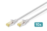 Cablu rețea DIGITUS Cat 6A - 0,25 m - 10 bucăți - Ecranat S/FTP - Cablu Ethernet RJ45 - Compatibil Cat 6 și Cat 7 - Gri 6