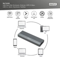 Carcasă DIGITUS M.2 SATA SSD - USB 3.1 Gen2 Type-C - 6 Gbps - Conector B Key - Carcasă unitate externă 7