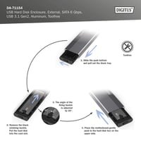 Carcasă DIGITUS M.2 SATA SSD - USB 3.1 Gen2 Type-C - 6 Gbps - Conector B Key - Carcasă unitate externă 5