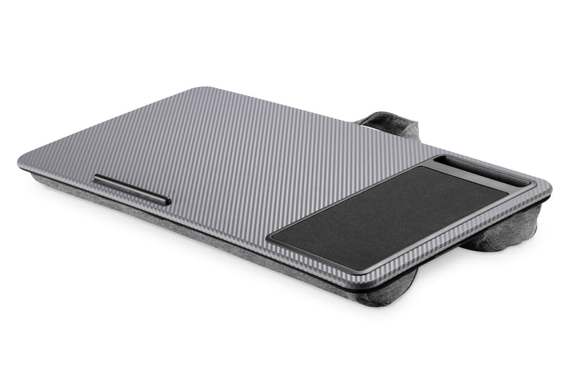 Suport Laptop DIGITUS cu Slot pentru Smartphone și Mousepad - Pentru Laptopuri de până la 17 inchi - Stand pentru Laptop ideal pe canapea și în pat - Gri