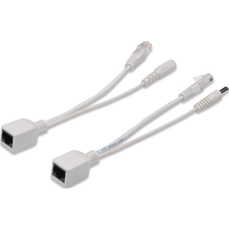 Pasívny PoE adaptérový kábel DIGITUS - Fast Ethernet injektor a splitter kábel - DC 5,5 mm konektor a zásuvka - sivý