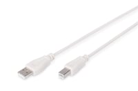 Prepojovací kábel DIGITUS USB 2.0 – typ A (samec) – typ B (samec) – 1,8 m – 480 Mb/s – pre tlačiareň, rozbočovač – béžový 1